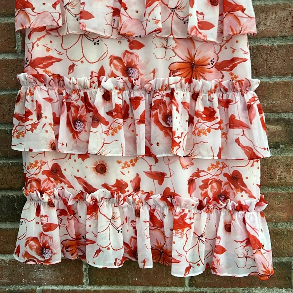 Badgley Mischka Floral Ruffle Dress - Picture 5 of 9